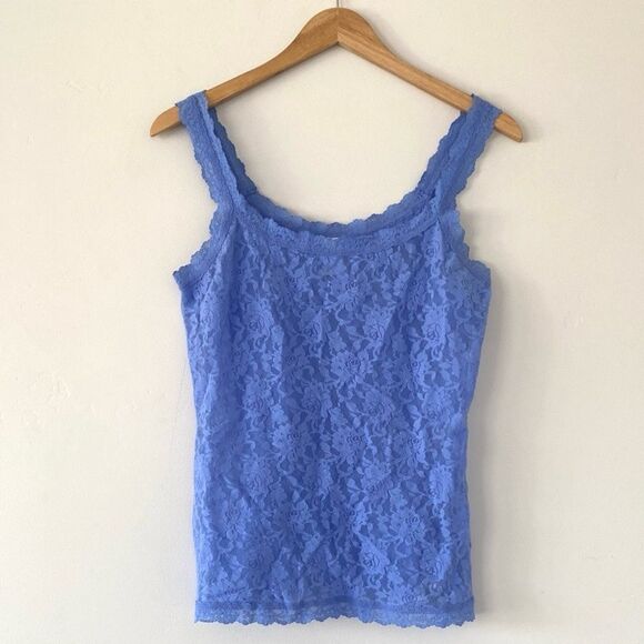 Hanky Panky Lavender Blue Fitted Full-Lace Tank Top sz L Feminine Sexy NWOT - Picture 1 of 7
